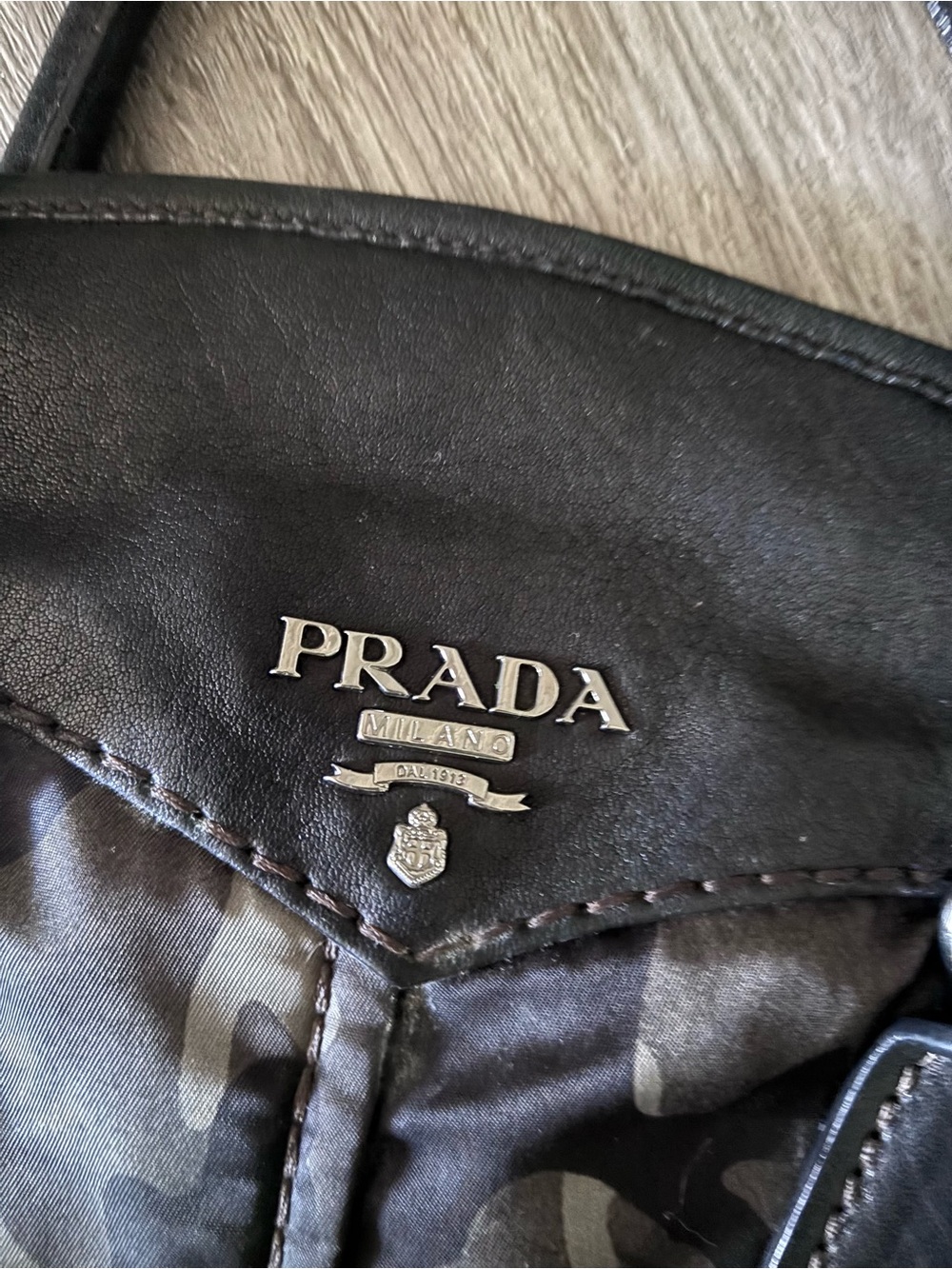 Prada Black & Gray Camouflage Satchel with Studded Trim - Picture 4 of 10